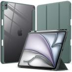 JETech iPad Air 13インチ M3/M2（2025/2024）用ケース Pencilホルダー付き 透明バックカバー スリムスタンド