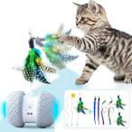 羽の猫のおもちゃ 室内の猫のおもちゃ 2021年最新版 電動 ロボットインタラクティブ猫玩具 光る猫用おもちゃ ペットおもちゃ USB充電できる 36