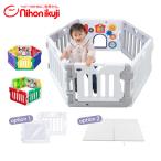 ショッピングベビーサークル ベビーサークル 日本育児 ミュージカルキッズランドDX 2 プレイヤード ベビーフェンス 折りたたみ ドア付き おもちゃパネル 組み立て 簡単 ベビー サークル