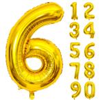 Lausatek バルーン アルミ風船 ゴールド 数字6 ナンバー 40インチ 大きい 誕生日 ハッピーバースデー 飾り付け ウェディング 記念日 パ