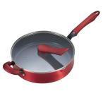竹原製缶 ギョウザが焼けるIHリソースパン ワイド 28cm ガラス蓋付 赤