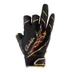 フィッシンググローブ がまかつ ストレッチフィッシンググローブ(3本切) GM7308 L ブラック×ゴールド