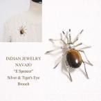インディアンジュエリー ナバホ "E Spencer" タイガーズアイ スパイダー ピン ブローチINDIAN JEWELRY NAVAJO