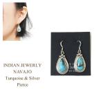 メール便200円配送可 インディアンジュエリー ナバホ ターコイズ ティアドロップ フック ピアスINDIAN JEWELRY NAVAJO Silver Pierce