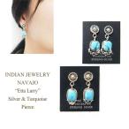 インディアンジュエリー ナバホ "ETTA LARRY" ターコイズ キャッチ ピアスINDIAN JEWELRY NAVAJO　Silver Pierce