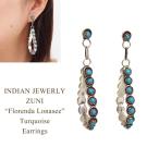 インディアンジュエリー ズニ "Florenda Lonasee" ペティットポイント ターコイズ キャッチ ピアス　INDIAN JEWELRY ZUNI Turquoise Earrings