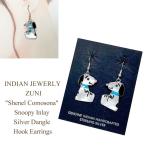 インディアンジュエリー ズニ族 スヌーピー インレイ シルバー フック ピアスINDIAN JEWERLY ZUNI 