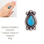 インディアンジュエリー ナバホ "Andrew Vandever" ターコイズ シルバー リング INDIAN JEWELRY NAVAJO Silver Ring