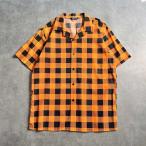 VINTAGE 70'S DEE CEE OPEN COLLAR CHECK SHORT SLEEVE SHIRTS Made in USA ORANGE/L ヴィンテージ ディーシー 半袖 開襟シャツ オレンジ/Lサイズ アメリカ製
