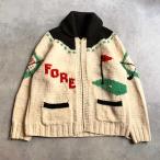 50-60'S Cowichan Golf Pattern Sweater Lightning Zipper 50-60年代 ゴルフ柄 カウチンセーター