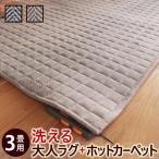 ホットカーペット 本体 カバー付き 洗える ヘリンボーン ラグ 3畳 240×200 キルト ヴィンテージ 西海岸 防ダニ リビング ふかふか 子供 防音 電気マット