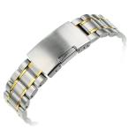 Yahoo! Yahoo!ショッピング(ヤフー ショッピング)腕時計 交換バンド ベルト ステンレス無垢 プッシュ式 弓カン18mm 20mm 22mm ゴールドアクセント バネ棒2本＋工具付