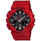 Yahoo! Yahoo!ショッピング(ヤフー ショッピング)３年保証 CASIO G-SHOCK GA-100B-4A BASIC カシオ Ｇショック ベーシック アナデジ レッド RED メンズ レディース プレゼント 就職 入学 アナログ デジタル