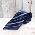 [10 плата *20 плата . рекомендация. 1 шт. ]FEMMIO VALENTINO полоса рисунок галстук l голубой * темно-синий серия l полиэстер 100%lUSED*enjoy упаковка * отметка ..3