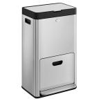 SONGMICS ゴミ箱 2段式3分別 縦型 合計60L ペダル式ダストボックス キッチン用 消臭フィルター付き 袋が見えない 大容量 キャスタ