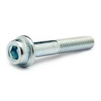 高強度の鉄[SCM435]/シルバーメッキ フランジソケット (半ねじ) M8 (太さ=8mm)×長さ=35mm　【 バラ売り ： 4本入り 】