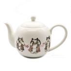 ショッピングマンハッタナーズ 和食器 急須 「言わにゃい、聞かにゃい、見にゃい」 美濃焼 日本製｜マンハッタナーズ 猫柄 約450ml ステンレス茶こし付 左右兼用