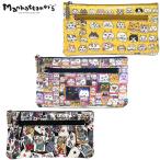 マンハッタナーズ カード・札入れ 長財布 75-7832［ぎっしり猫顔／猫社会／猫のカード遊び］PVC 撥水 大容量 16枚収納