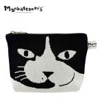 ショッピングマンハッタナーズ マンハッタナーズ ニットポーチ S 「クマです」 75-8800-BLK/WHT｜マチあり 日本製 ポリエステル 小物入れ コスメポーチ