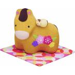 正月飾り2026年令和8年 ちりめん(大)花親子　午　（白/茶）　  招き午 馬 干支 うま 置物  和縁起物 和縁起物 新年お正月祝い 海外プレゼント 贈り物