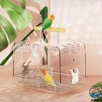 鳥かご 鳥籠 鳥 ケージ オカメインコ 30*21*23CM小型オウム用 インコ キャリー両用 パノラマ完全透明アクリル鳥 止まり木 フ 使いやすい お手入れ簡単