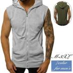  Parker Zip выше безрукавка мужской мужчина tops большой размер есть без рукавов с капюшоном . передний открытие одноцветный одиночный цвет простой casual .. модный 