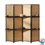 衝立 和風 パーテーション 部屋 間仕切り 4連 天然木 仕切り 高さ150cm 170cm 180cm 折りたたみ 収納棚付き 丈夫 ついたて オフィス 会議室 飲食店 学校