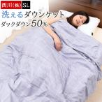 15%OFF 肌掛け布団 ダウンケット シングル 西川 掛け布団 夏布団 肌布団 夏用掛け布団 ウォッシャブル ダウン50%