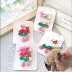  собака волосы пинцет 3 шт. комплект вишня . шифон дыра bell волосы зажим собака аксессуары маленький размер собака миниатюрный собака чихуахуа собака сделано в Японии симпатичный розовый красный 