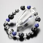 パワーストーン ブレスレット　約12ミリ ブラックオニキス　本水晶 約10ミリ ホークスアイ　約8ミリ ラピスラズリ　ヘマタイト メンズ