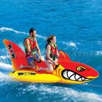 トーイングチューブ WOW/ワオ 2人乗り ビッグシャーク バナナボート ウォータートイ 浮き輪 サメ 空気注入式 水上バイク ジェット ボード 牽引