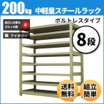 スチールラック 業務用 高さ90 幅90 奥行45cm 8段 200kg/段(ボルトレス) 単体 重量(51kg)