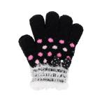 Yahoo! Yahoo!ショッピング(ヤフー ショッピング)[超特売]　子ども用手袋　5本指タイプ　フリーサイズ　水玉リボン柄　黒　45708-tmk [M便 1/2]