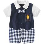 YINOON ベビー服 男の子 フォーマル ロンパース 半袖 蝶ネクタイ付き 春 夏 お宮参り お食い初め 80cm