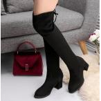 ニーハイブーツ・レディース・ストレッチ・美脚ブーツ・ロングブーツ・ハイヒール・ピンヒール・レッドソール・パーティー・結婚式・大きいサイズ