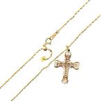 36石 0.36ct ダイヤモンド クロス 十字架 ペンダントネックレス カッティングシリンダーチェーン K18 イエローゴールド NT-es Bランク