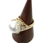 パールリング 約15.5号 <br>K18 YG Pt900 ダイヤ計0.16ct <br>16.2g IS 磨き仕上げ品 Aランク