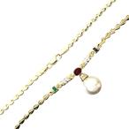 ITALY 18K パール/ルビー/エメラルド/サファイア/ダイヤネックレス 長さ44.5cm 総重量15.2g 磨き仕上げ品 KS ABランク