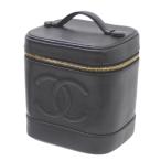 CHANEL / Chanel здесь Mark косметичка черная икра s gold cosme Mini сумка черный ручная сумочка KS AB разряд 