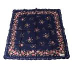 pierre cardin Pierre Cardin носовой платок цветочный принт темно-синий хлопок 100% 44×44(cm) NT не использовался товар S разряд 