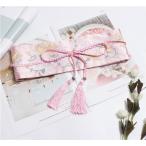 ショッピングサッシュベルト サッシュベルト 菊の花 刺繍 着物風 和柄 帯締め風の飾り紐 タッセルつき (ピンク)