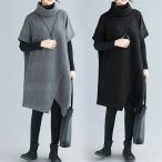 ハイネックワンピース 半袖 体型カ�