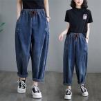デニムレディースワイドジーンズ大き...