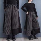 ワイドパンツ レディース  春新作  切り替え ボトムス サラッと着用するだけで抜け感のある ガウチョパンツ ウエストゴム ゆるっとした オーバーサイズ