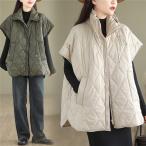 ベスト 中綿 レディース トップス レイヤードコーデに 重ね着に 冬服 防寒 無地 ノースリーブ  ジレ アウター ダウン シワになりにくい クルーネック リラックス