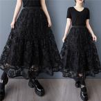 春夏スカート ロングスカート レー�