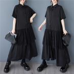 シャツワンピース レース レディース ロングワンピース  シンプル 半袖  春夏 シックな色合いで着こなしやすく 上品な大人のスタイリングに  着心地快適