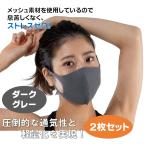 マスク スポーツ メッシュ 洗える 快適立体設計 バルザーリ BARMAZERO オールメッシュマスク2枚組（ダークグレー）