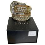 LUXE BELT CRYSTAL Luxury Gold 金 ゴールド ラインストーン キラキラ ブリンブリン メンズ ラグジュアリー 派手 はで ファッションベルト ●bk207