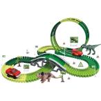 レール車 セット 恐竜おもちゃ レールセット 汽車 軌道 セット ロードレース 情景おもちゃ 橋と道 建築 組み立て木おもちゃ 知育玩具